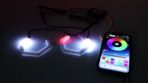 2PCS LED Angel Eyes RGB APP Bluetooth Hexagon Halo Rings For Car Scooter Motorcycle With Turn Signal Yellow 70MM 80MM 85MM 90MM