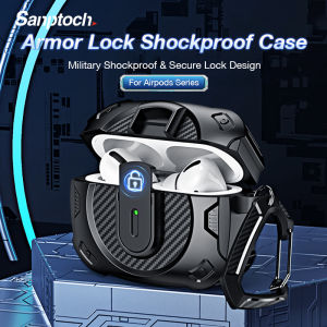 Sanptoch Compatible with AirPods 4th / Pro2 / 3rd Generation Armor Case For Automatic Lock with Cleaning Kit For Airpods Pro / 2 / 1 Military Shockproof Full Cover with Lanyard