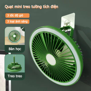 Quạt Tích Điện Treo Tường Usb Mini Sạc Điện Có Đèn Led - Quạt Treo Tường Có Đèn Để Bàn Làm Việc Cắm trại Treo Tường Quạt Điện Mini Quạt Tích Điện Quạt Mini Quạt Cầm Tay Quạt Điện