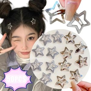 🔥10/20/50Pcs Silver Star BB Hairclips Girls Y2K Cute Star Barrettes Women Simple Metal Snap Clip Headdress Hair Jewelry Accessories