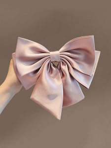 French Style Big Bow Spring Clip Classy Satin Sense Back Head Clip Top Gentle Atmosphere Hair Clips Hair Accessories