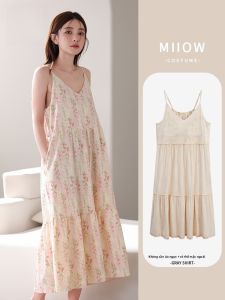 MiiOW | MiiOW Catwoman Đồ ngủ nữ mùa hè mỏng gợi cảm Pure Desire dây đeo có đệm ngực mặc ở nhà ngoài trời Váy dài cổ chữ V