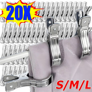 20Pcs Portable Stainless Steel Clothespins / Towel Clips for Beach Chairs on Cruise Ships / Multipurpose ClothesPins / Clothes Quilt Windproof Clips