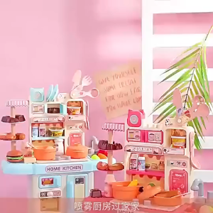 Starry Home.my Kids Kitchen Playset Pretend Cooking Toy Water Dispenser 14 Pcs Light Sound Safe Educational Home Gift