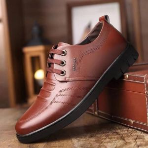 Mens England Style Leather Shoes Black Soft Fashion Leather Shoes Wedding Shoes Men Business Formal Wear Casual Single Shoes Office Shoe For Men