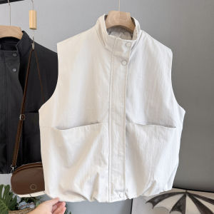 LIYANGANG | Workwear Style Collarless Sleeveless Loose Vest