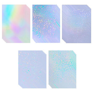20 Sheets A4 Size Holographic Cold Laminating Film Clear Self-Adhesive Vinyl Sticker Waterproof 8.3x11.7 Inch 5 Styles