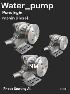 POMPA AIR DIESEL GMB WATER COOLING POMPA KEONG SIRKULASI UNTUK MESIN DONGFENG & CHANGFA TANPA RADIATOR BAHAN ALUMUNIUM TEBAL DIAMETER 1/2 INCH SELANG 21MM SILVER