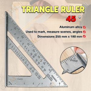 Triangle Ruler Aluminum Alloy Speed Protractor Square Miter Carpenter Tool 255 ×180 Mm