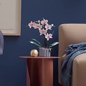 Artificial Flower Bouquet DIY Building Blocks Botanical Collection Home Decor Rose Orchid Potted Plant Gifts for Women Mom Wife