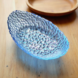 Blue Crystal Glass Plate Elegant Small Fruit Dish Oval Shape Plate Luxury Sensation Bone Bowl Tray Nordic Style Pure Color
