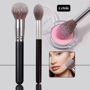 2 Chiếc Cọ Trang Điểm Đầu Tròn Lớn Lông Mềm Mại Đa Năng Tiện Dụng Dùng Cho Má Hồng Kem Nền Phấn Tạo Khối