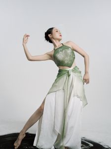 Soso Jiaqing Bamboo Series New Chinese Style Sling Classical Dance Chinese Style High Elastic Mesh Elegance Retro Dancing Dress