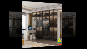 Tủ quần áo gỗ MDF cánh kính cường lực khung nhôm 4TAK04 - Nội thất lắp ráp Viendong Adv