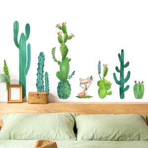 Decal giấy dán tường Xương rồng dễ thương Có keo sẵn Trang trí phòng bé phòng ngủ và phòng khách