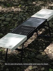 Naturehike Folding Barbecue Table Grill Box Portable Lightweight Multifunctional Foldable Black White BBQ Grill Rack Stove Table Supply Camping Outdoor Cooking Hiking Picnic Barbecue Beach Travel Heavy Duty Original Nature Hike