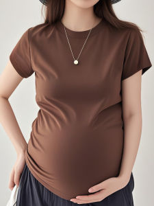 Áo Thun Cotton Cho Bà Bầu Tay Ngắn Mùa Hè Mỏng Ôm Vừa Vặn Cổ Tròn Ngắn Dáng Rộng Thời Trang Cho Phụ Nữ Mang Thai