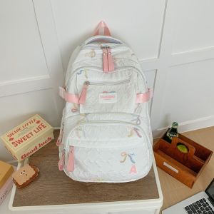 High Aesthetic Value School Bag for Girls Primary And Middle School Students Dual Shoulder Bag Casual Simple Style Backpack