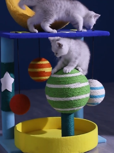 HATELI Large Cat Tree Tower Starry Sky Cat Climbing Tree Post Tower for Cats Toy Scratcher Scratching Ball Cat Play House with Space Capsule Condo Cat climbing Frame