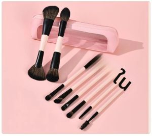 ชุดแปรงแต่งหน้าแบบสองด้าน 8 ชิ้น แปรงปัดแป้งฝุ่น แปรงปัดแก้ม แปรงอายแชโดว์ แปรงคอนซีลเลอร์ พร้อมกระเป๋าเก็บ