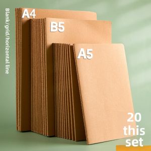 Retro Cowhide Cover Notebook A4 Custom B5 Notebook Large Thickening Minimalist Notes Grid Blank Grid Primary School Student School Supplies A5 White Paper Work Business Soft Copy Stitching 16K