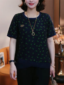 QINGNAER | Floral Short Sleeve Plus Size Summer T-Shirt