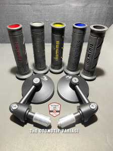 Spion Jalu Bulat Cembung Plus Handgrip Domino Sisik Universal Motor 1 Paket