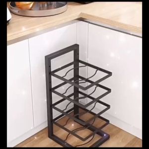 Kitchen Pan Organizer Pot Rack Lid Holder Cookware Adjustable Under Sink Countertop storage rack