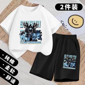Titan Monitor King Boys Summer Outfit Short Sleeve Shorts Set Casual Cotton 100% Popular Style Cool And Stylish Two Piece Set