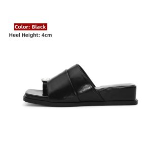 MIFEI | Leather French Pleat Platform Wedge Sandals