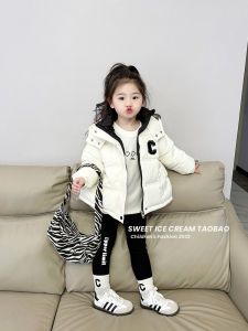 Korean Style Thickened Short down Cotton Jacket for Girls Baby Warm Windproof Coat Childrens Winter Clothes Fashionable Kids Clothes