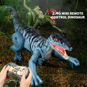 Leiao UT【🔥READY STOCK 🔥】Jurassic Mainan Remote Control Dinosaurus/Mainan binatang anak / mainan model binatang /Hadiah Ulang Tahun/Simulasi Velociraptor Tyrannosaurus Rex Berjalan dan Getaran Suara