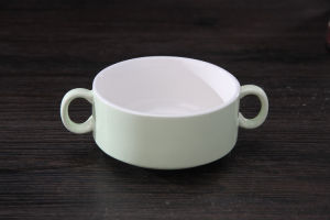 Japanese Style Creative Ceramic Bowl with Handle Childrens Eating Bowl Baby Small Bowl Pure Color Dinnerware Set Earthenware