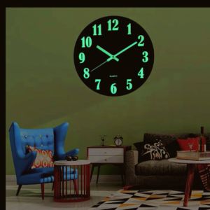 Wall Clock Round Glow In The Dark Silent Quartz Indoor Bedroom Wooden Luminous Jam Dinding Hiasan Dinding Wall Decor