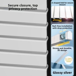 Puncture-Free Aluminum Blind Curtain For Kitchen Bathroom Light Block Anti-Peeping
