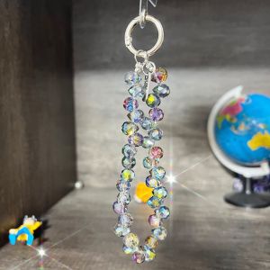 High-End Luxury Mobile Phone Lanyard Short Water Drop Crystal Keychain Hand-Beaded Wrist Chain Hand-Held Anti-Loss Bag Pendant