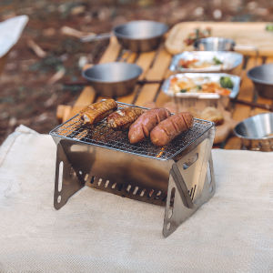Outdoor Portable Stainless Steel Card Fireplace Bbq Stove Wood Burning Stove Camping Gear Charcoal Stove Compact Design