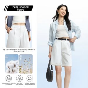 HIPPIE MISS | Breathable Linen Womens Shorts Anti-See-Through 5-Inch Length