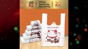 Gift Bag 20pcs Goodies Bag Door Gift Birthday Wedding Party 97 Lucky Cat Zhao Cai Jin Bao Snack Tote Handle Door Gift Plastic Bag 礼物袋礼品袋购物袋