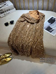 Shiny Sequin Half-length Fleece-lined Luxury Fish-tail Gown Elegant High-waist Long Skirt for Year-end Party Autumn Winter New Style