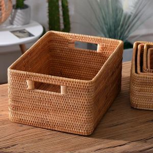 Natural Rattan Storage Basket Rectangular