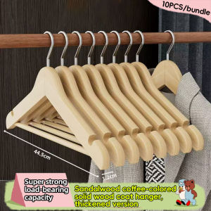 High-quality Korean-style wooden clothes hangers 10pcs/bundle stylish brown wooden clothes hangers strong load-bearing capacity thickened version