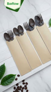 Set Muỗng – Dao – Nĩa Bã Cà Phê BIOFLOW – Đựng trong túi kfaft | Túi 100 bộ