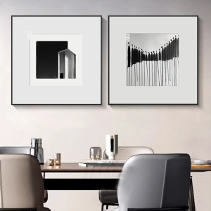 YASISHA | Minimalist Modern Black White Gray Abstract Geometric Wall Art