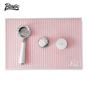 BINCOO Coffee Bar Mat Storage Device Filter Pad Pink Tamper Pad Set Italian Powder Spreader 51/58MM