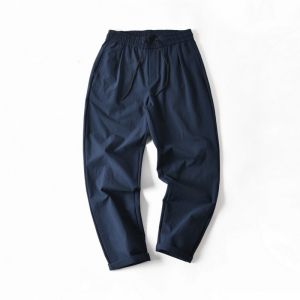 High-End Elastic Bubble Cloth Comfortable Breathable Lightweight Loose Straight Leg Cone Casual Pants Men Summer Fashion City