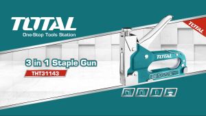 Kìm bấm đinh ghim đa năng 3 trong 1 TOTAL THT31143 Kềm bấm ghim có điều chỉnh lực bắn kèm 600 mũi ghim gồm bắn ghim U đinh chữ nhật
