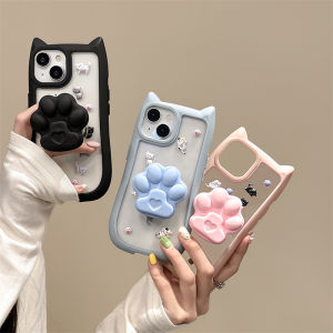 Cute Cat Ear Xiaomi 14 pro Phone Case Suitable for MIUI14 Ultra Fashion DIY 3D Figurine Stress Relief Extendable Claw Stand Protective Cover