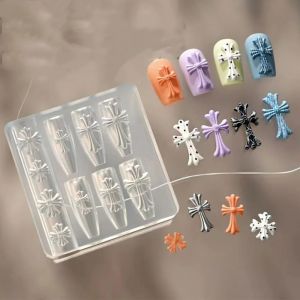 3D Cross Nail Mold Silicone Template DIY Manicure Decor Tool for Creative Nail Design