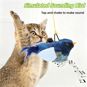 Motion Activated Chirping Bird Cat Toy Catnip Infused Realistic Feather Interactive Self Play Toy Boredom Relief Hanging Teaser